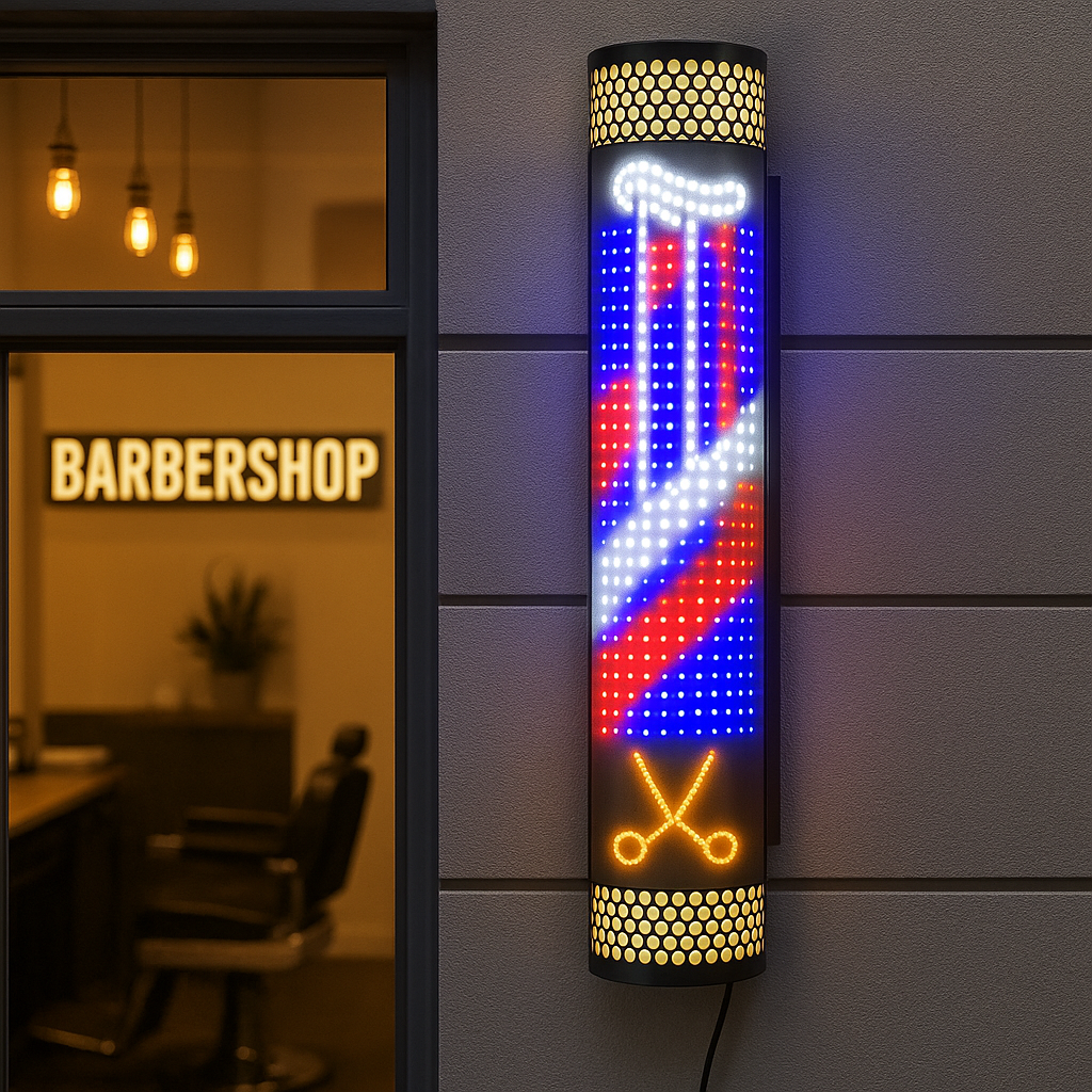 Lampă LED rotativa 90/120 cm, Reclama Luminoasa pentru Frizerie Imagine secundară a produsului