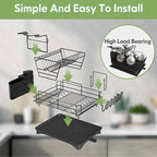 Scurgator vase, design auto-draining, organizator compact, negru, 42x29x29cm