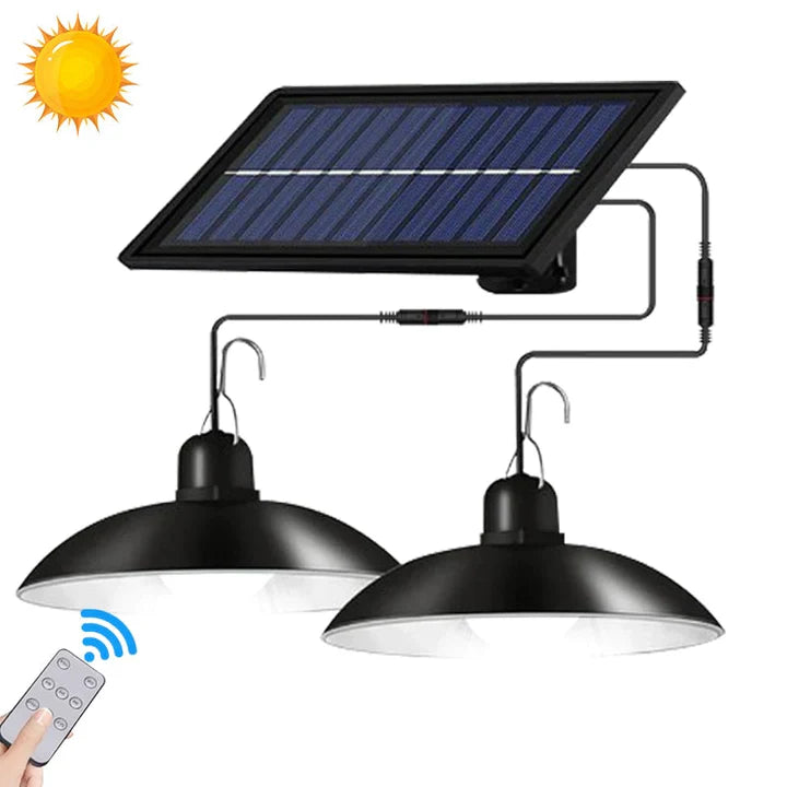 Lampă solara suspendata cu 2 becuri LED, telecomanda, 50W