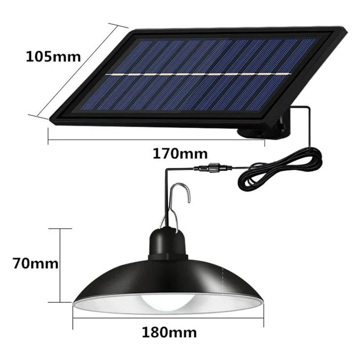 Lampă solara suspendata cu 2 becuri LED, telecomanda, 50W