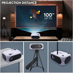 Videoproiector portabil, FULL HD, cu LED-uri, 1200 lumeni, mini proiector, 2000:1, galben