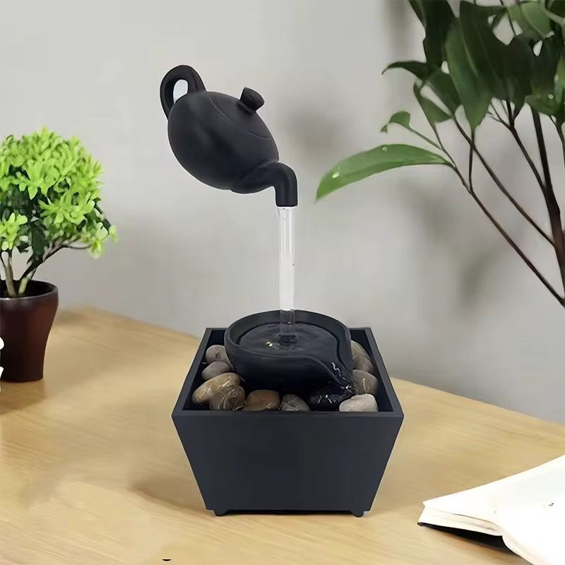 Fantana decorativa cu ceainic suspendat, alimentare USB si baterii, 27.5x11.7x11.7cm