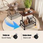 Masuta laterala tip coffee table, carucior mobil cu blat si rafturi metalic, 50x40x30 cm