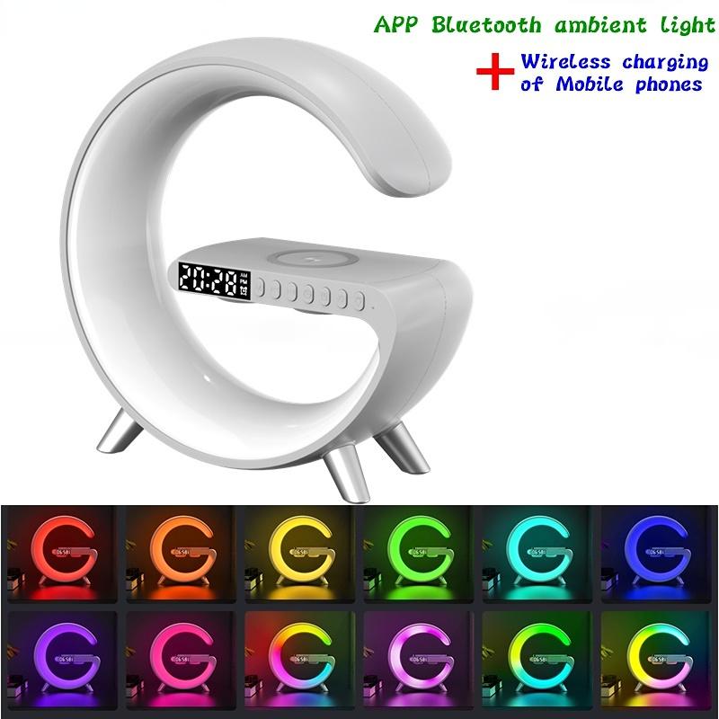 Statie incarcare wireless 3 in 1 cu Lampă RGB si boxa bluetooth, control aplicatie