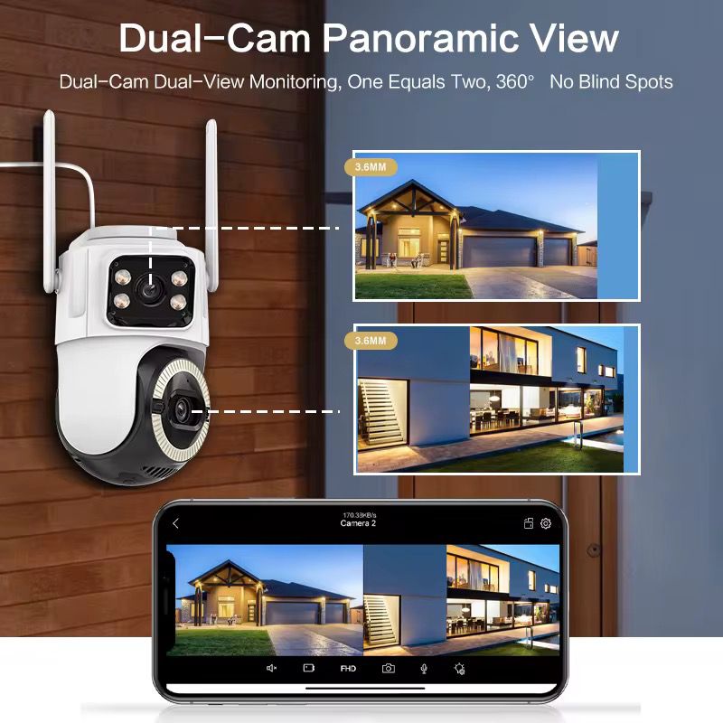 Camera supraveghere WIFI dual-lens 6MP cu vedere panoramica 360°