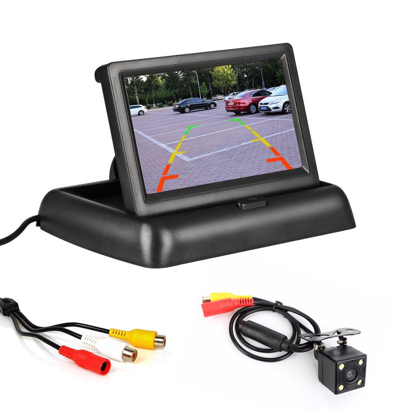 Set camera auto video marsarier cu 4 LED si monitor LCD pliabil de 4.3 inch Imagine principală a produsului
