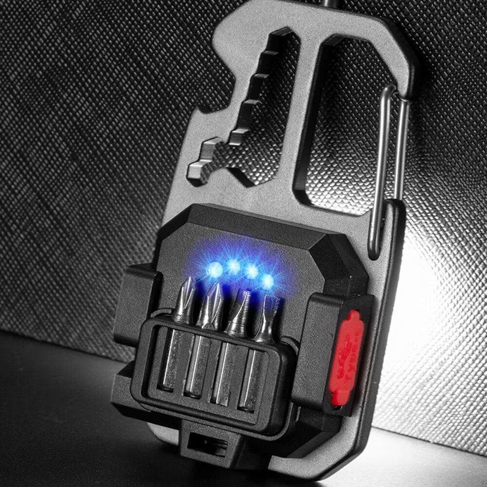 Lanterna LED tip breloc cu dispozitiv spargere geamuri, surubelnite, cheie, deschizator sticle Q-D911 Imagine secundară a produsului