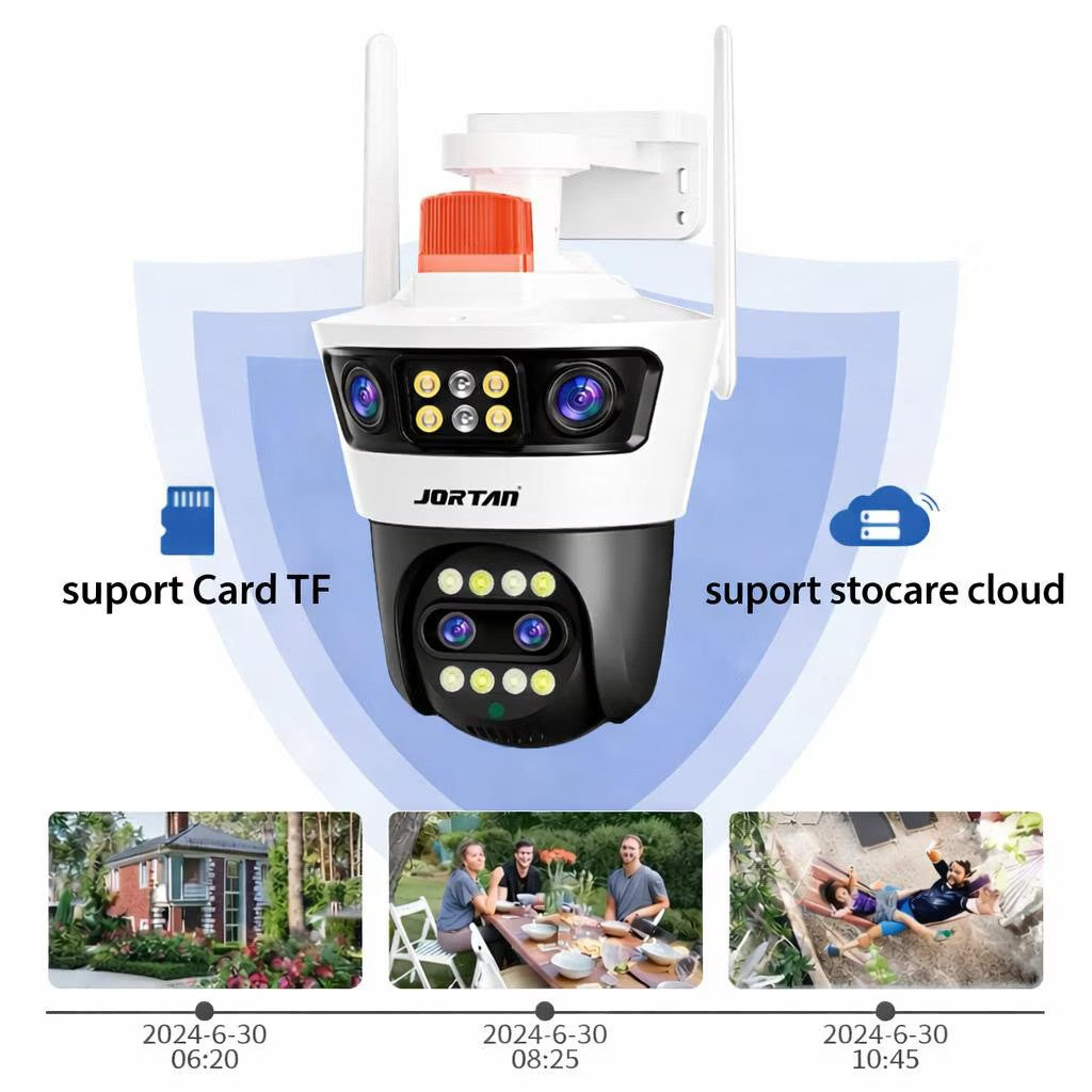 Camera supraveghere WIFI Jortan dubla 12MP PTZ, 4 lentile, vedere nocturna color