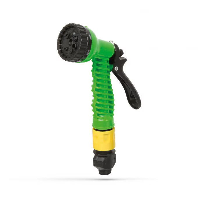 Set pentru stropit, furtun textil flexibil 15m cu tambur, pistol de pulverizat 7 in 1