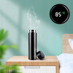 Termos smart cu afisaj LED, indicator temperatura, 500 ml, negru, otel inoxidabil