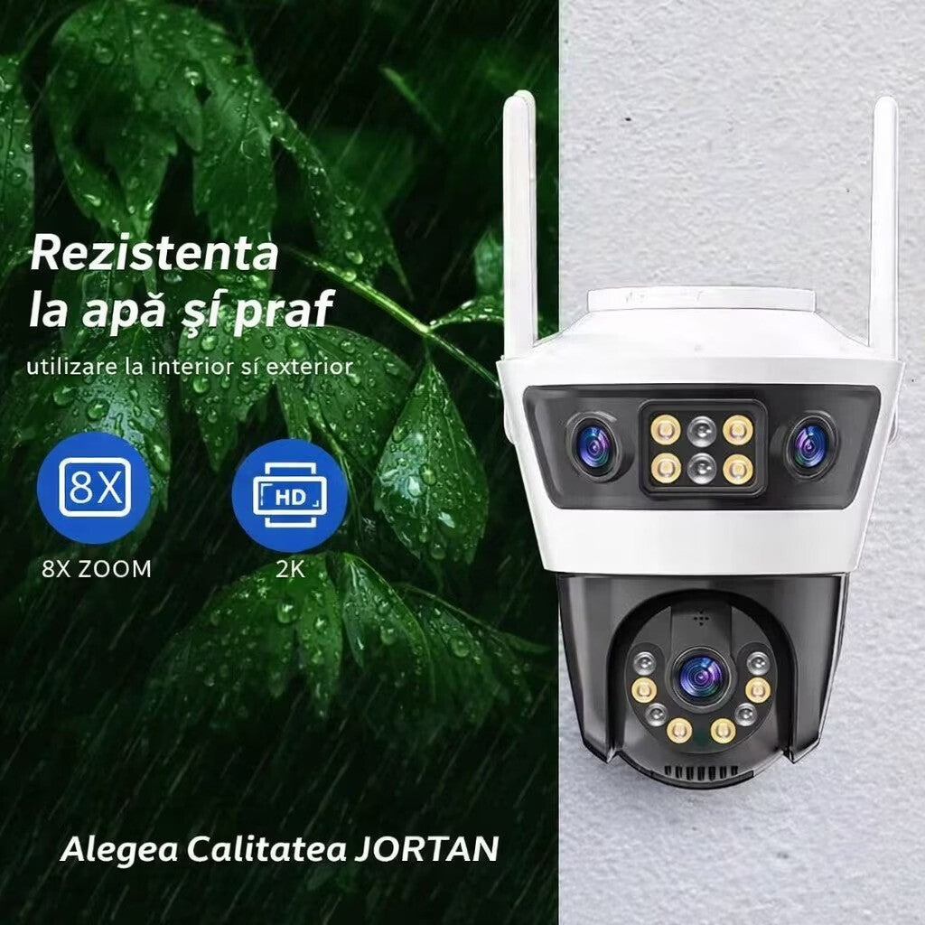 Cameră de supraveghere cu 2 Lentile, PTZ 355°, Jortan JT-4