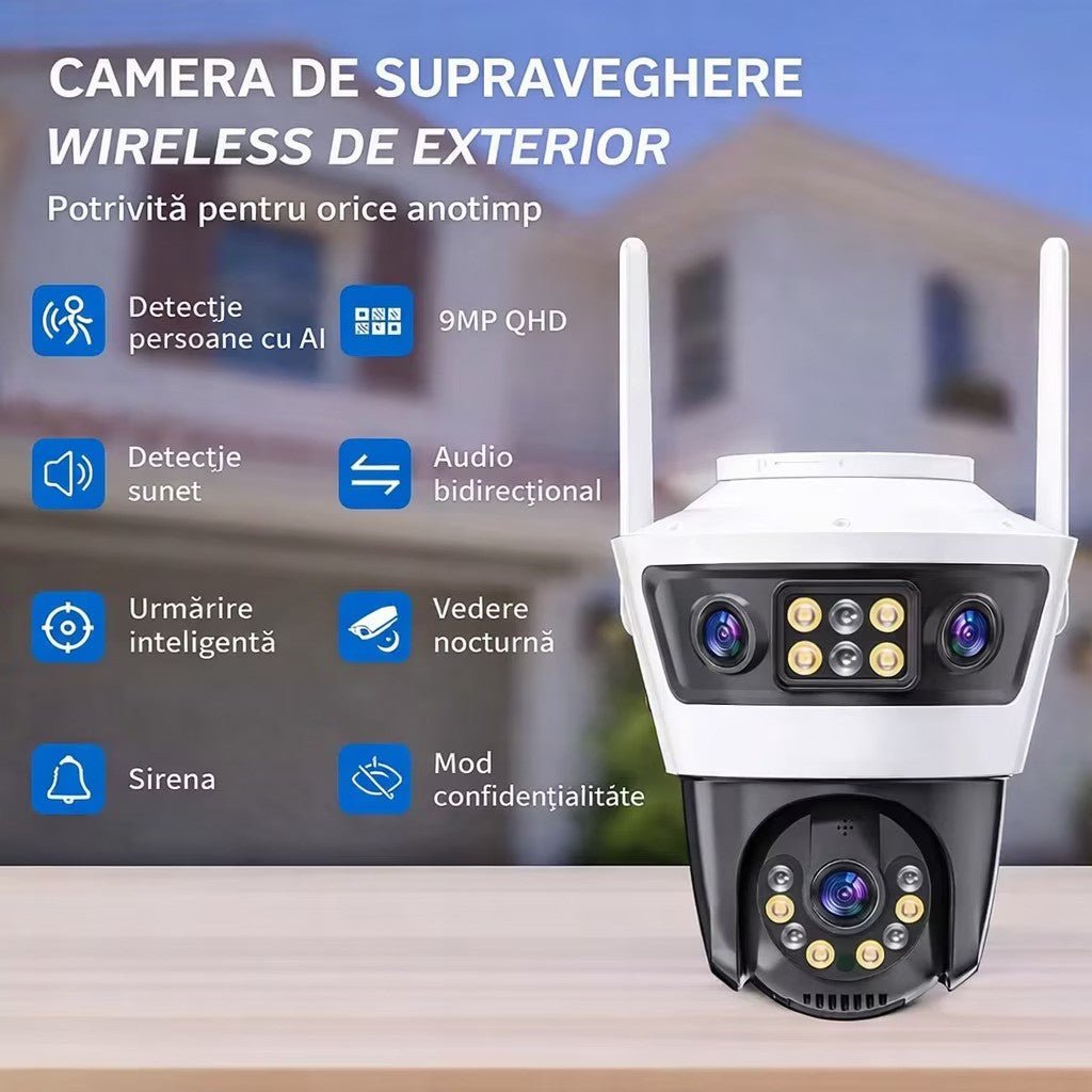 Cameră de supraveghere cu 2 Lentile, PTZ 355°, Jortan JT-4