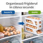 Suport pentru oua cu 4 niveluri, dispenser automat, capacitate 30 oua, pentru frigider 36x7x20cm