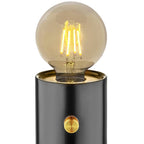 Veioza LED, lumina calda, neagra, alimentare baterii, moderna