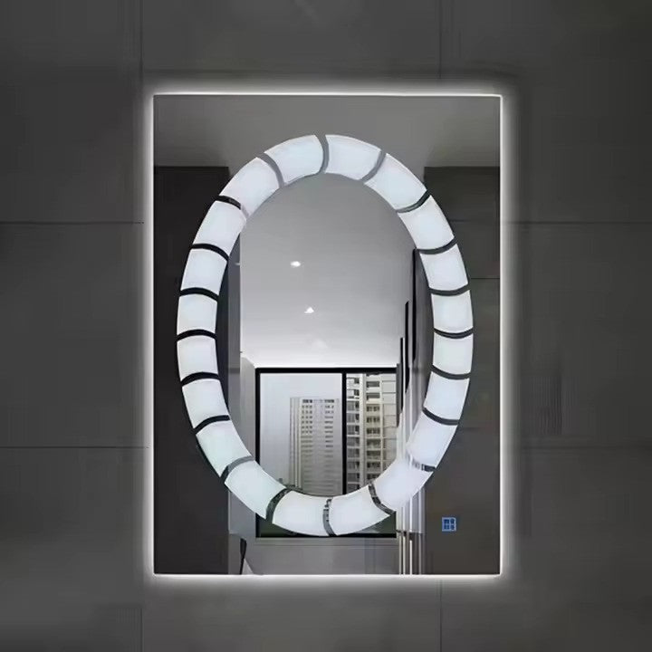 Oglindă LED ovala premium 60x80, cu touch, dezaburire si lumina reglabila