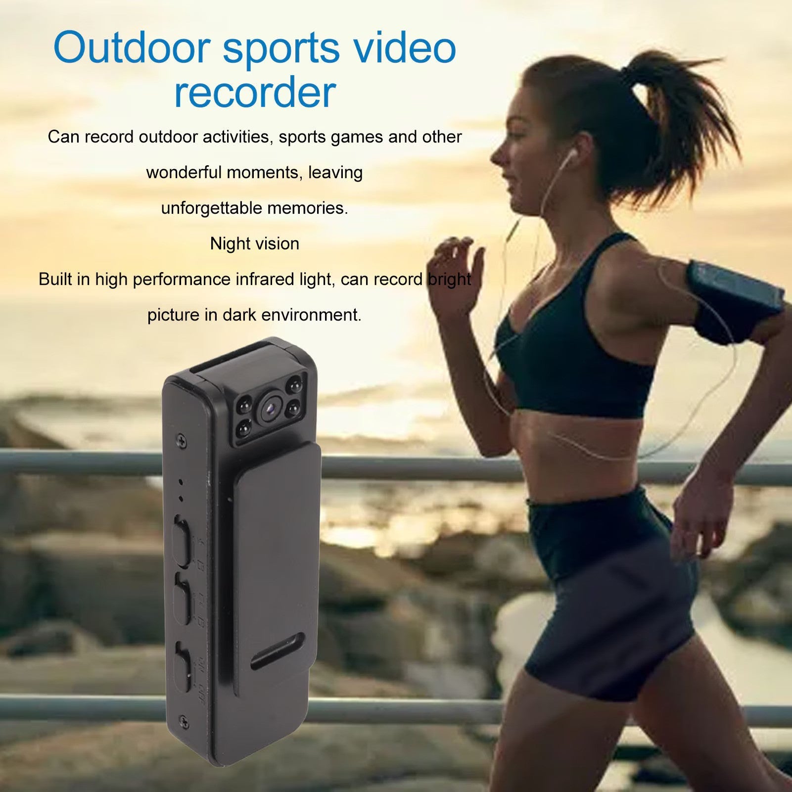 Camera video portabila 1080P, Wireless, Inregistrare Audio-Video, Night Vision, rotire 90°, negru