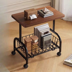 Masuta laterala tip coffee table, carucior mobil cu blat si rafturi metalic, 50x40x30 cm