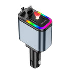 Încărcător Auto Retractabil 4-in-1 Fast Charge, 2 Cabluri Retractabile Lightning & Type-C, Iluminare RGB