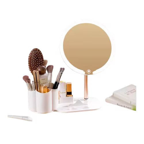 Oglindă cosmetica, cu iluminare LED, suport pentru telefon