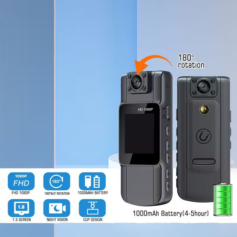 Camera corporala Cam HD cu lentila rotativa, WIFI, Vedere Nocturna IR si Autonomie 7 Ore
