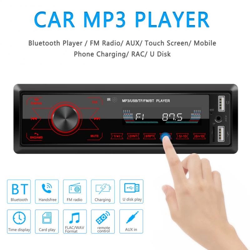 Radio MP3 player auto cu touchscreen, bluetooth, USB, microSD, AUX, 4x60W si telecomanda Imagine secundară a produsului