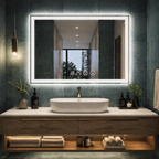 Oglindă LED 90 x 70 cm cu Afisaj Digital si Dezaburire – Design Modern pentru Baie