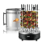 Gratar si rotisor electric multifunctional, RAF R8628, 1500 W, pentru 11 frigarui, din otel, negru-argintiu