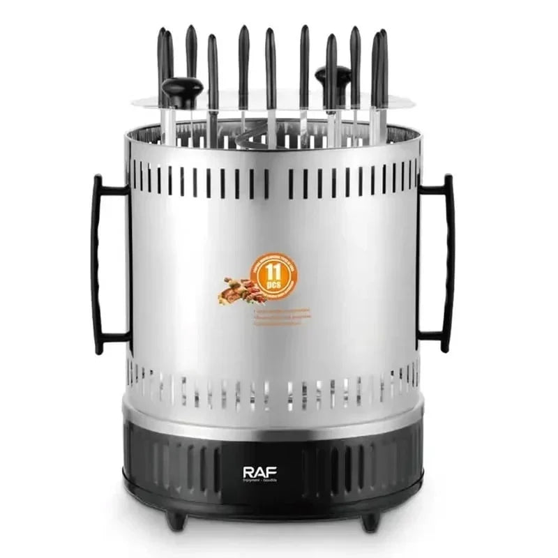 Gratar si rotisor electric multifunctional, RAF R8628, 1500 W, pentru 11 frigarui, din otel, negru-argintiu Imagine secundară a produsului