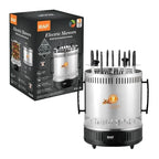 Gratar si rotisor electric multifunctional, RAF R8628, 1500 W, pentru 11 frigarui, din otel, negru-argintiu