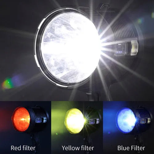Lanterna solara LED, portabila, 6 moduri de lumina, 3 filtre de culoare