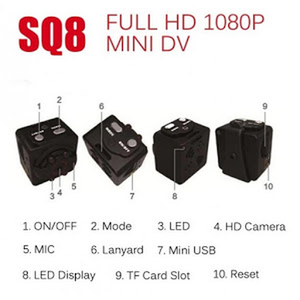 Mini camera Full HD SQ8 cu senzor de miscare si stabilizator imagine