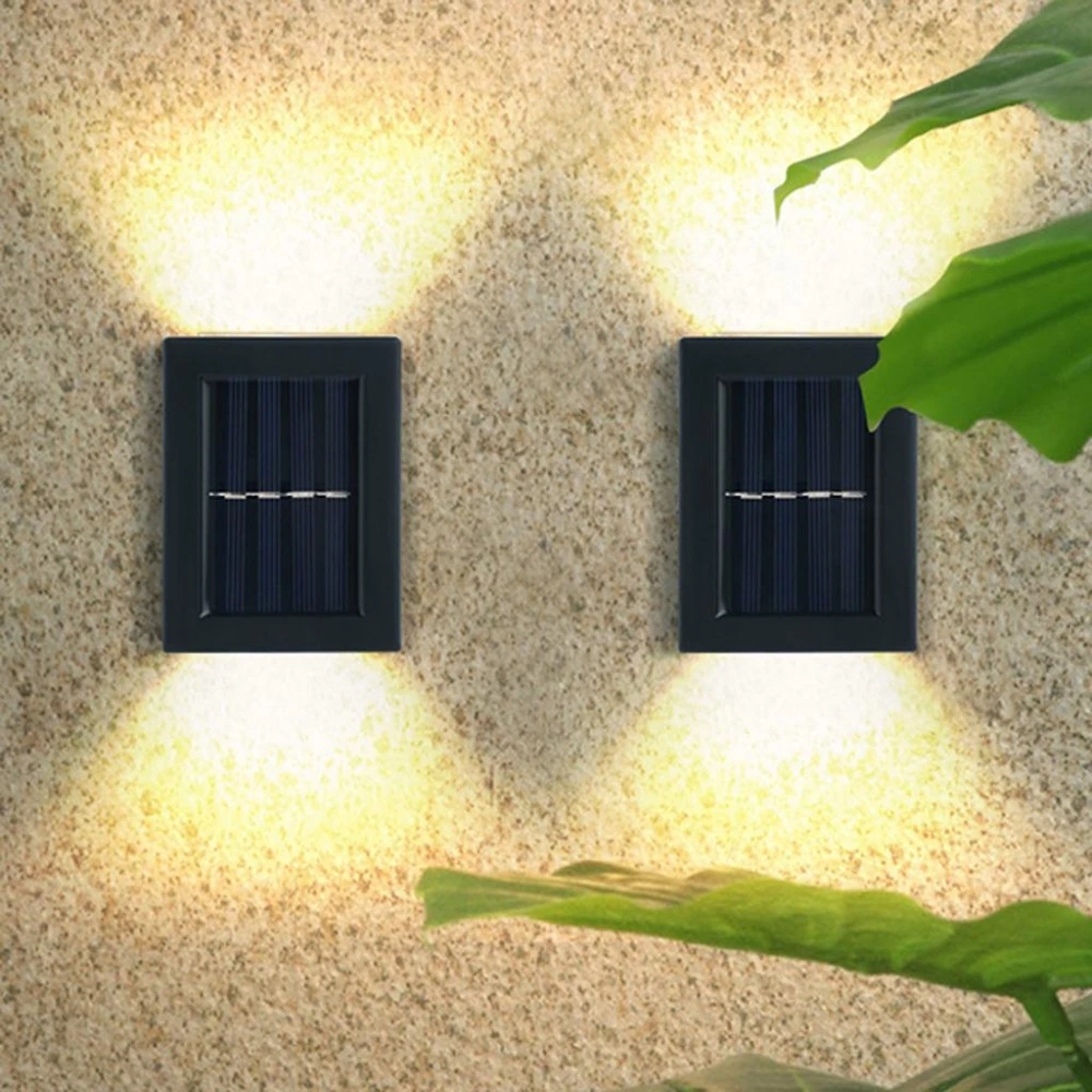 Set 2 lampi solare pentru perete exterior, iluminare sus-jos, lumina calda Imagine principală a produsului