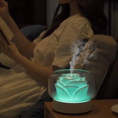 Umidificator pentru camera in forma de trandafir 400ml, lumina de noapte LED in 7 Culori, Alb Imagine principală a produsului