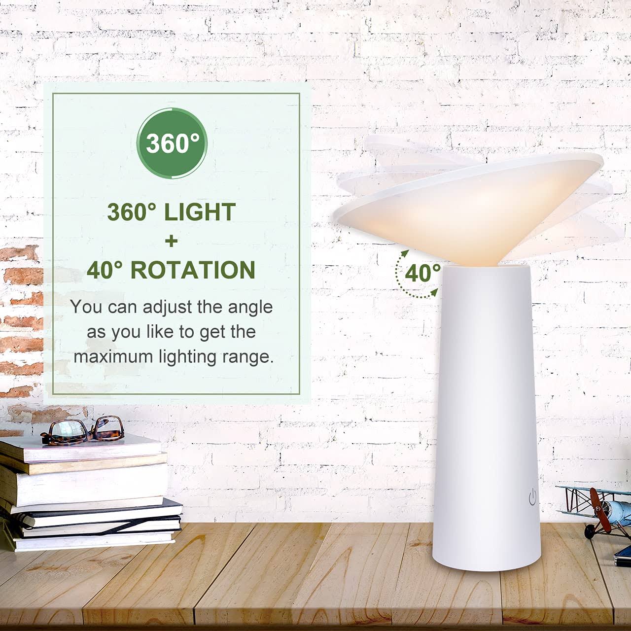 Mini Lampă de birou, LED, cu lumina indirecta, touch control, incarcare USB, rotire 40°