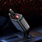 Încărcător Auto Retractabil 4-in-1 Fast Charge, 2 Cabluri Retractabile Lightning & Type-C, Iluminare RGB