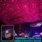 Încărcător Auto Retractabil 4-in-1 Fast Charge, 2 Cabluri Retractabile Lightning & Type-C, Iluminare RGB