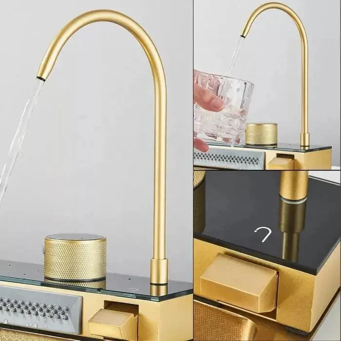 Chiuveta multifunctionala cu 2 cascade cu accesorii incluse, afisaj digital a temperaturii si robinet cascada,