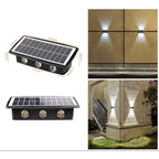 Lampă solara LED bidirectionala dreptunghiulara pentru perete, 20.5x10 cm, 6 LED-uri