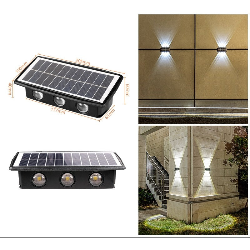 Lampă solara LED bidirectionala dreptunghiulara pentru perete, 20.5x10 cm, 6 LED-uri