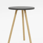 Masuta decorativa rotunda cu picioare din lemn, stil scandinav, 34x34x45 cm