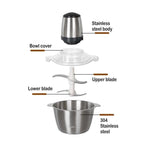 Tocator electric carne si legume, 4 lame inox, 2 viteze, capacitate mare, bol inox