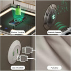 Noptiera Smart Multifunctionala, iluminare LED tactil cu 3 culori, incarcare wireless si USB