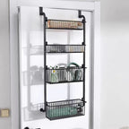 Organizator metalic cu 4 nivele pentru usa – suport depozitare 2 cosuri mari + 2 mici, culoare alb sau negru