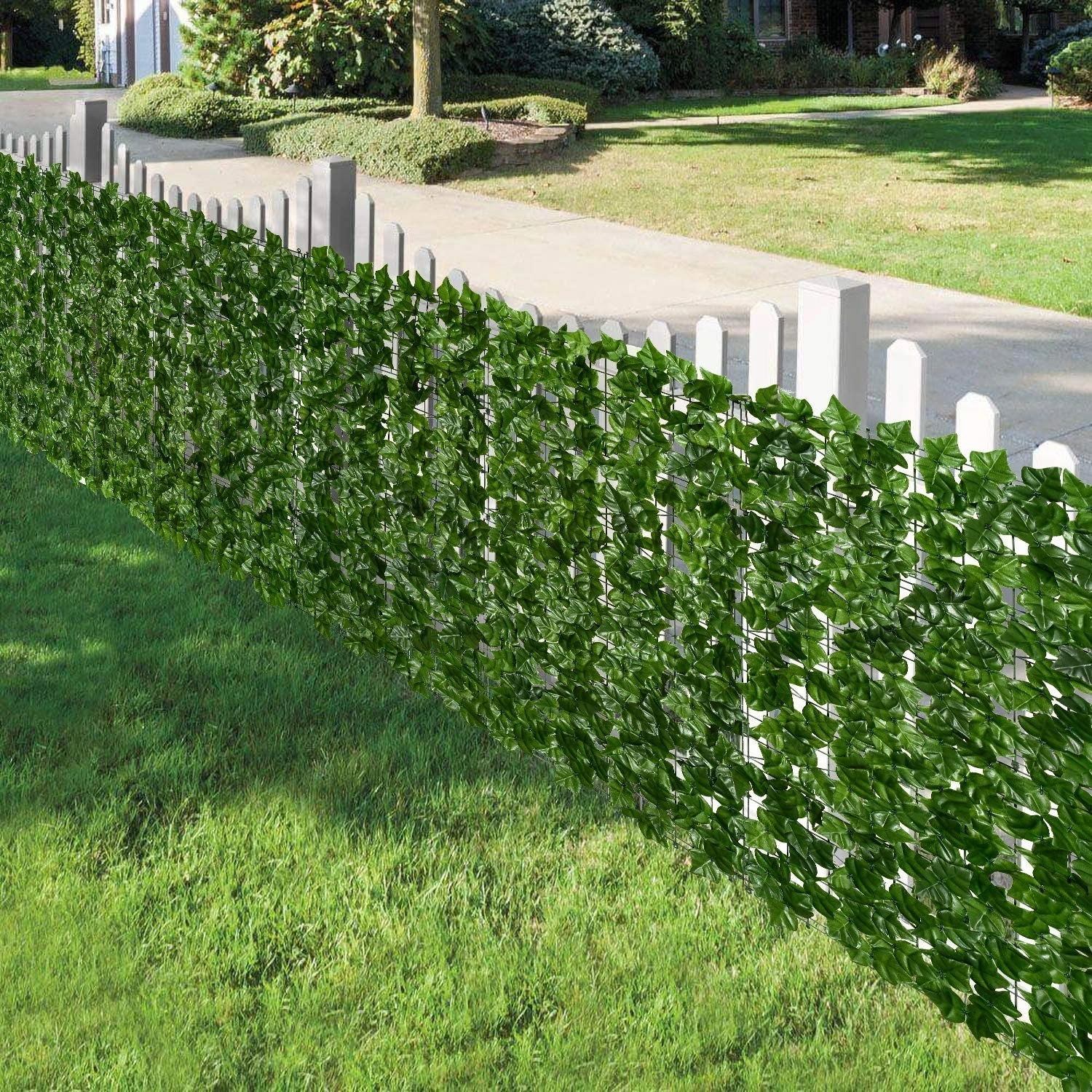 Gard artificial verde cu frunze, 300x100cm Imagine secundară a produsului