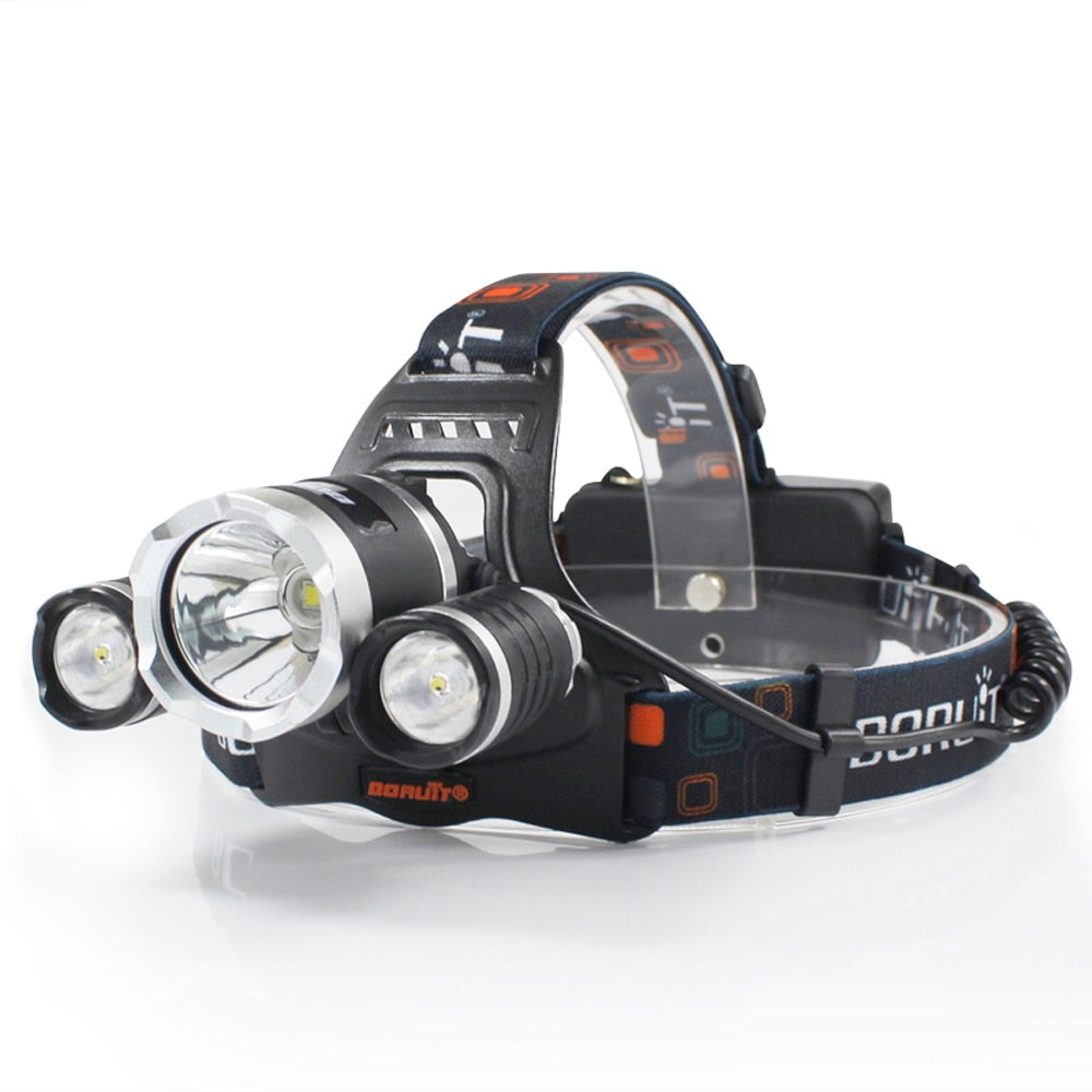 Lanterna frontala de cap cu 3 LED-uri Cree XML T6, 5000 lumeni Imagine principală a produsului