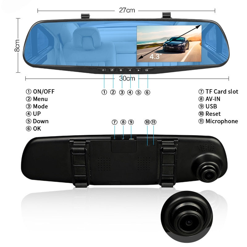 Oglindă retrovizoare 4.5 inch cu camera HD 1080P, DVR auto, cu microfon si difuzor incorporate + camera Imagine secundară a produsului