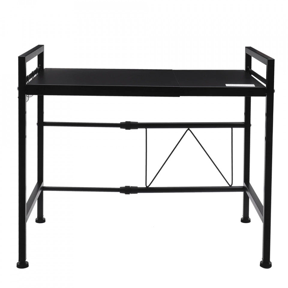 Raft metalic cuptor cu microunde, negru, etajera ajustabila, organizator Bucătărie, 40-60 x 36.5 x 45 cm
