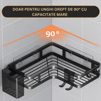 Set 2 rafturi de colt pentru baie sau Bucătărie, 5 piese, cu suport pentru periuta si pasta de dinti