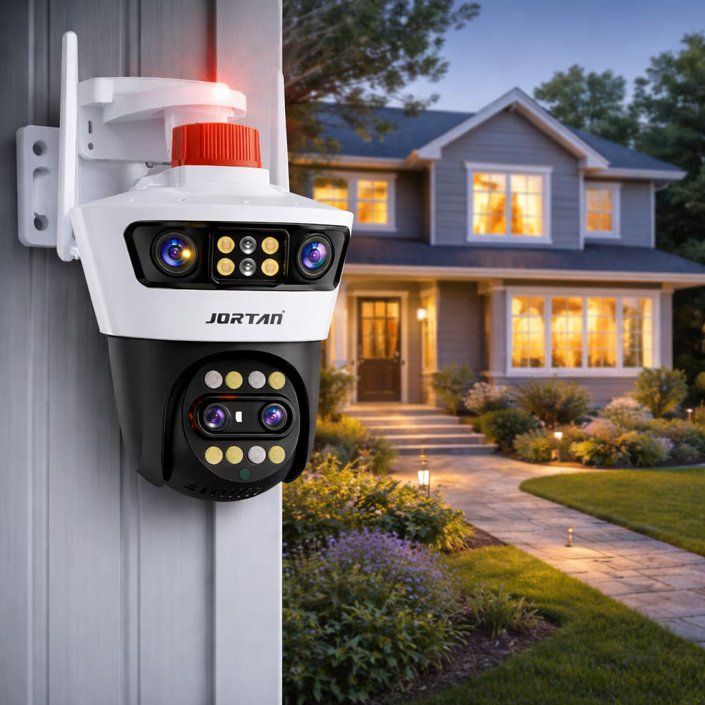 Camera supraveghere WIFI Jortan dubla 12MP PTZ, 4 lentile, vedere nocturna color