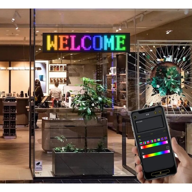 Panou LED auto afisaj cu LED flexibil RGB programabil prin bluetooth 16x64 cm